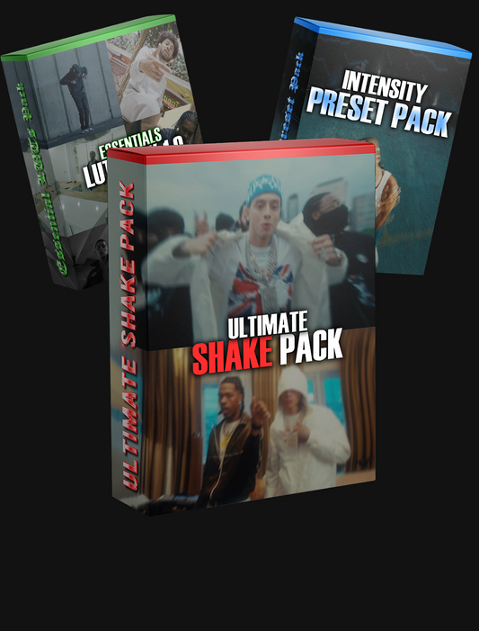 Ultimate SHAKE Preset Pack featuring dynamic shake and motion effects to add energy and realism to video projects. intensity Preset Pack offering powerful contrast and vibrancy enhancements for impactful video editing. Essential LUTs Pack containing a curated selection of color grading presets to enhance and stylize video footage